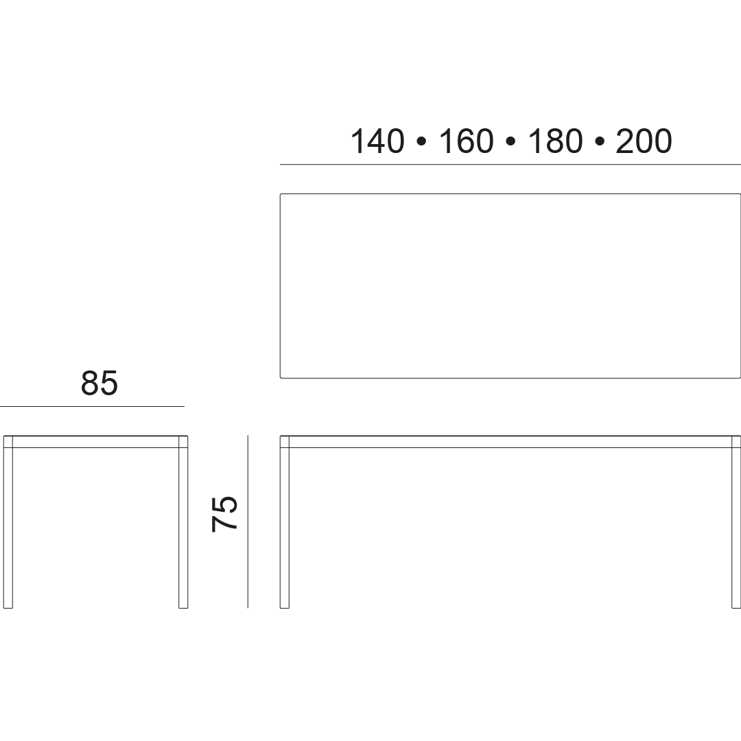 disegno tecnico tavolo ermes